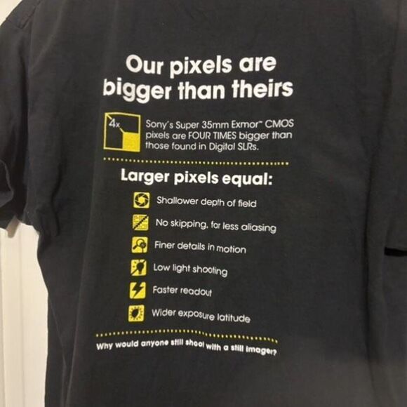 Sony It’s Good To Be Shallow 35MM Sensor Size Large T-Shirt - Picture 7 of 7